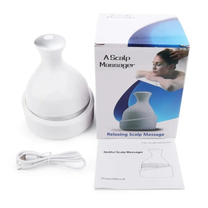 Electric Scalp Massager with 4 Clusters | Rechargeable & Full-Body Relaxation