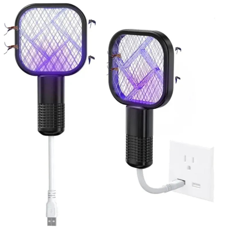 Portable Mini Mosquito Swatter | USB Rechargeable Electric Bug Zapper with LED Night Light | Random color