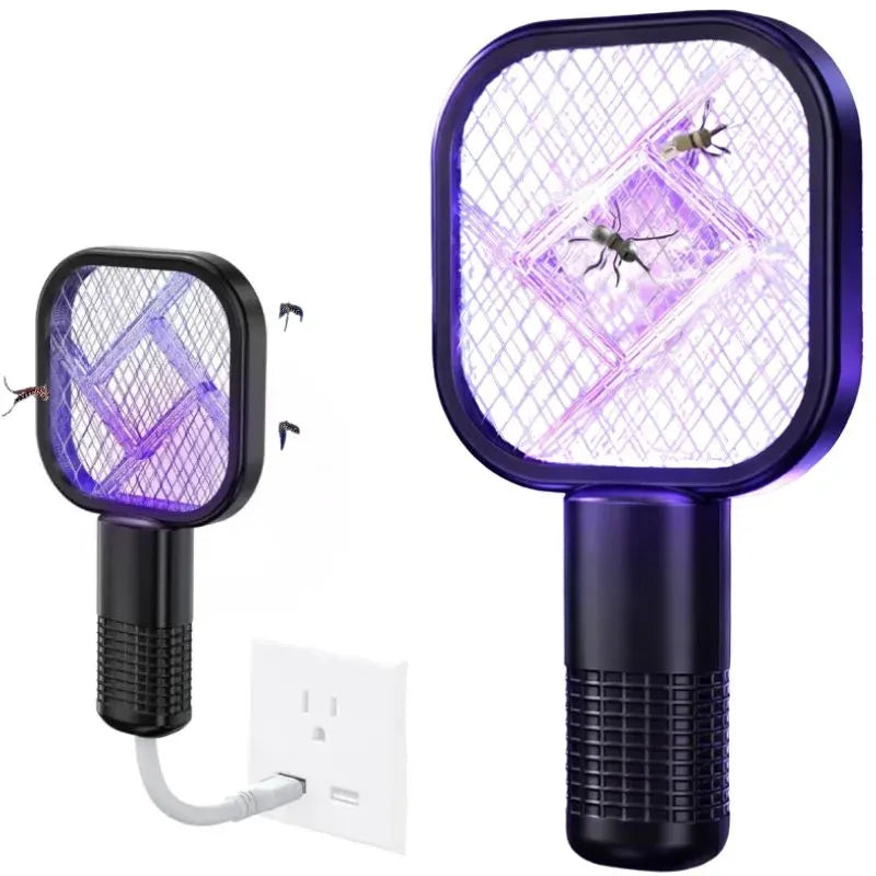 Portable Mini Mosquito Swatter | USB Rechargeable Electric Bug Zapper with LED Night Light | Random color