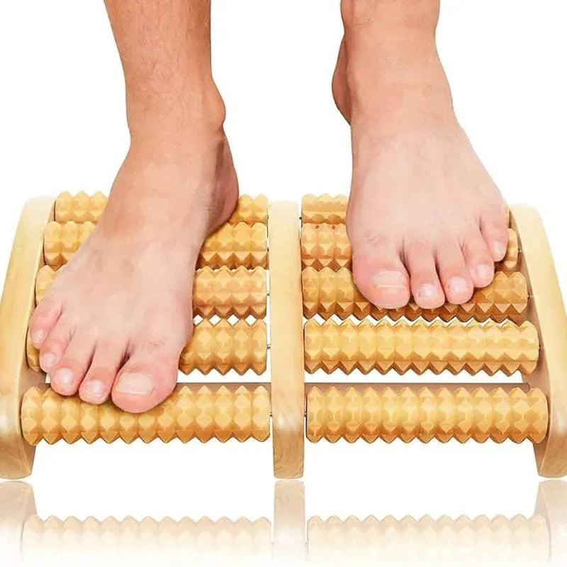 Wooden Foot Roller Massager | Manual Reflexology Therapy Tool for Pain Relief, Stress Relaxation & Foot Care