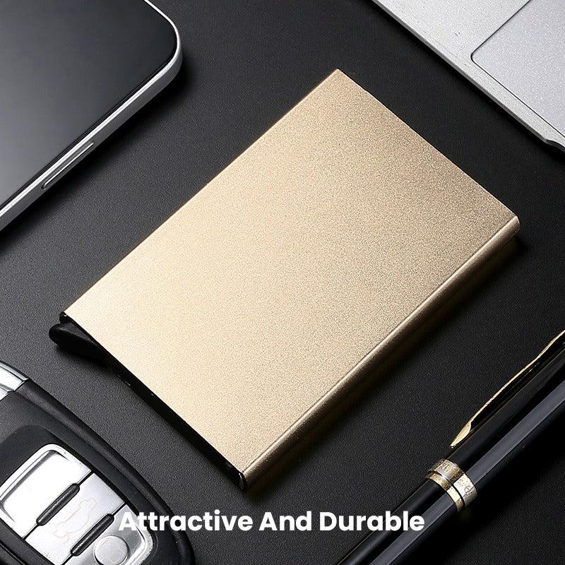 Slim Pop Up Wallet Minimalist Credit Card Holder For Men Women RFID Blocking Mini Metal Case