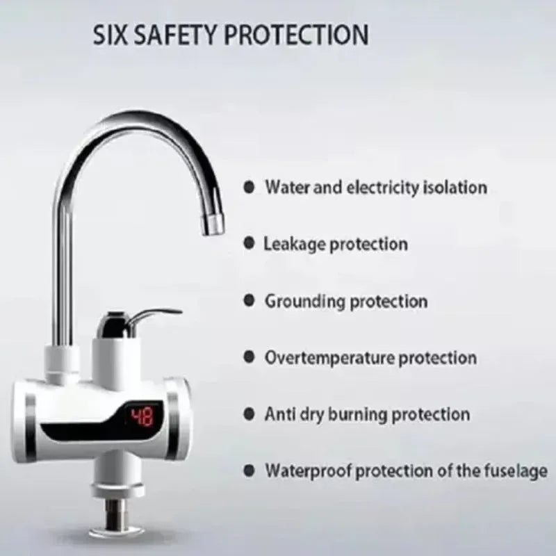 Premium Electric Instant Heating Faucet | Digital Temperature Display | Metal handle | Kitchen & Bathroom Hot Water Tap